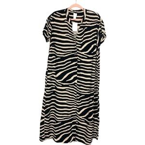 H&M Shirt/Dress Cream& Black Zebra Print With Wide Leg Pants